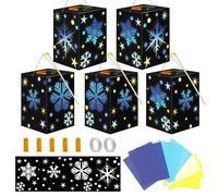 Ycaaeo Set di 5 lanterne a fiocchi di neve per bambini, set fai da te, lanterne con LED e carta colorata per bricolage, regalo per ragazzi e ragazze