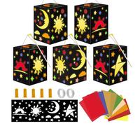 Ycaaeo Set di 5 lanterne fai da te per bambini, lanterna di San Martin, con LED e carta colorata per bricolage, regalo di San Martin, per ragazzi e ragazze