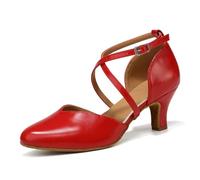 YCALCP Scarpe da Ballo Latino Americano Donna Punta Chiusa Professionale Carattere Moderno Salsa Tango Valzer Scarpe Ballo de Sala,DSL666-Red-6cm-S,EU 43
