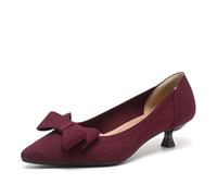 YCALCP Scarpe da Donna con Tacco Basso a Punta Chiusa Lavorazione a Maglia Tacchi a Gattino per Le Donne Comodi da Infilare,XTZ-1506-2-Red,Tacco 4 cm, EU 37