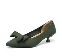 YCALCP Scarpe da Donna con Tacco Basso a Punta Chiusa Lavorazione a Maglia Tacchi a Gattino per Le Donne Comodi da Infilare,XTZ-1506-2-Green,Tacco 4 cm, EU 36.5