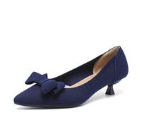 YCALCP Scarpe da Donna con Tacco Basso a Punta Chiusa Lavorazione a Maglia Tacchi a Gattino per Le Donne Comodi da Infilare,XTZ-1506-2-Blue,Tacco 4 cm, EU 40