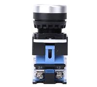 Ycauty 10 interruttori a pulsante BEM38-11 da 22 mm, con reset automatico, rosso, giallo, blu, verde, ideale per avviamento elettromagnetico, in lega d'argento, 1 apertura, 1 chiusura (verde)