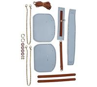 Ycauty Borsa all'uncinetto fai da te con materiale PU resistente, stile alla moda fatto a mano per ragazze, ideale come regali fatti a mano, set di accessori blu