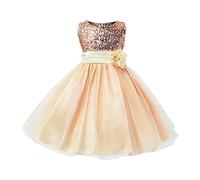YCBMINGCAN Abito da principessa, per bambini, in tulle con paillette, senza maniche, tutù, per feste, matrimoni, compleanni, feste, spettacoli scolastici, giallo., 5-6 Anni