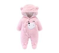 YCBMINGCAN Bambino Bottoni Fuzzy pagliaccetto infantile Baby Cappotto con cappuccio Cappotto e giacca Tuta da neve 62 ragazzo, Colore: rosa., 0-3 Monate