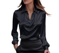 YCBMINGCAN Camicetta da donna estiva, per il lavoro e il tempo libero, con colletto a camicia, a maniche lunghe, 2025, per feste