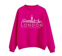 YCBMINGCAN Felpa da donna oversize, a maniche lunghe, con cappuccio, con scollo rotondo e stampa londra, per donna, maglione invernale da uomo, rosa intenso, S