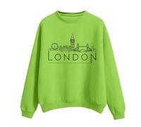 YCBMINGCAN Felpa da donna oversize, a maniche lunghe, con cappuccio, con scollo rotondo e stampa londra, per donna, maglione invernale da uomo, Verde menta, S