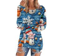 YCBMINGCAN Felpa termica da donna, foderata con motivo natalizio, stampa 3D, effetto maglia, maglione tagliato a tunica, casual, per il tempo libero e l'Avvento, Bu2, S