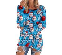 YCBMINGCAN Felpa termica da donna, foderata con motivo natalizio, stampa 3D, effetto maglia, maglione tagliato a tunica, casual, per il tempo libero e l'Avvento, BU3, 3XL