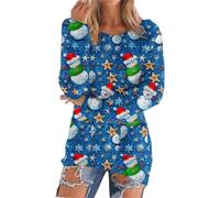 YCBMINGCAN Felpa termica da donna, foderata con motivo natalizio, stampa 3D, effetto maglia, maglione tagliato a tunica, casual, per il tempo libero e l'Avvento, BU1, XXL