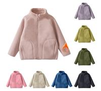 YCBMINGCAN Giacca in pile per bambini, unisex, per ragazzi e ragazze, calda giacca per le mezze stagioni con colletto alto e morbida fodera in pile Teddy, leggera, per autunno e inverno, #01rosa, 13