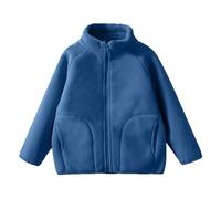 YCBMINGCAN Giacca in pile per bambini, unisex, per ragazzi e ragazze, calda giacca per le mezze stagioni con colletto alto e morbida fodera in pile Teddy, leggera, per autunno e inverno, Blu scuro, 11