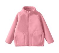 YCBMINGCAN Giacca in pile per bambini, unisex, per ragazzi e ragazze, calda giacca per le mezze stagioni con colletto alto e morbida fodera in pile Teddy, leggera, per autunno e inverno, Rosso anguria
