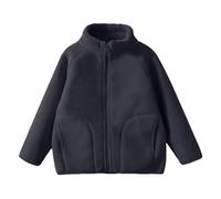 YCBMINGCAN Giacca in pile per bambini, unisex, per ragazzi e ragazze, calda giacca per le mezze stagioni con colletto alto e morbida fodera in pile Teddy, leggera, per autunno e inverno, grigio scuro