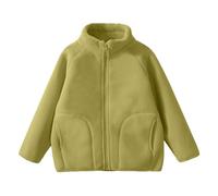 YCBMINGCAN Giacca in pile per bambini, unisex, per ragazzi e ragazze, calda giacca per le mezze stagioni con colletto alto e morbida fodera in pile Teddy, leggera, per autunno e inverno, verde, 3-4