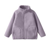 YCBMINGCAN Giacca in pile per bambini, unisex, per ragazzi e ragazze, calda giacca per le mezze stagioni con colletto alto e morbida fodera in pile Teddy, leggera, per autunno e inverno, Lilla, 9-10