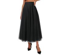 YCBMINGCAN Gonna lunga da donna in tulle, plissettata, maxi gonna da principessa multistrato con elastico in vita, elegante gonna da sera da donna.