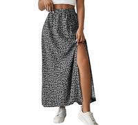 YCBMINGCAN Gonna lunga estiva da donna, tinta unita, maxi gonna scorrevole in stile bohémien, gonna estiva con linea ad A, con vita elastica per un look elegante, Nero , S