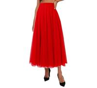 YCBMINGCAN - Gonna lunga in tulle, da donna, plissettata, per occasioni formali, con gonna maxi per matrimoni e feste, gonna principessa a più strati con elastico in vita, elegante gonna da sera in