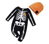 YCBMINGCAN Halloween neonato neonato neonato ragazza stampa manica lunga pagliaccetto tuta con cappello vestiti set 2 pezzi abiti bambino pagliaccetto ragazzo mesi, Nero , 12-18 Monate