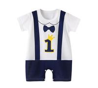 YCBMINGCAN Infant Crawling Clothes Summer New Korean Version Of The Male Baby Thin Female Short Sleeved Children's Hajacket Body Baby 80, Blu marino, 3-6 Monate