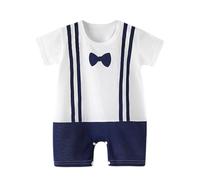 YCBMINGCAN Infant Crawling Clothes Summer New Korean Version Of The Male Baby Thin Female Short Sleeved Children's Hajacket Body Baby 80, Blu scuro, 3-6 Monate