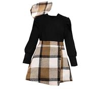 YCBMINGCAN Le migliori offerte per Toddler Kids Child Girls Manica lunga a costine Solid Top Camicetta Gonna scozzese con cappello Outfit Set 3PCS Vestiti Invernali Bambina 9 Anni