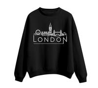 YCBMINGCAN Maglia a maniche lunghe da donna con cappuccio stampato con scollo rotondo e stampa Londra per donna maglione collo alto, Nero , XXL