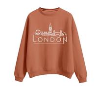 YCBMINGCAN Maglia a maniche lunghe da donna con cappuccio stampato con scollo rotondo e stampa Londra per donna maglione collo alto, Colore: arancione., XL