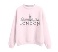 YCBMINGCAN Maglia a maniche lunghe da donna con cappuccio stampato con scollo rotondo e stampa Londra per donna maglione collo alto, Colore: rosso, S