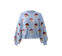 YCBMINGCAN Maglione natalizio da donna con motivo angelo, classico Ugly Christmas Sweater, maglione invernale, Azzurro, L