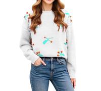 YCBMINGCAN Maglione natalizio da donna con scritta Let it Snow, bianco, S