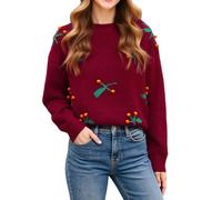 YCBMINGCAN Maglione natalizio da donna con scritta Let it Snow, Colore: rosso, XL