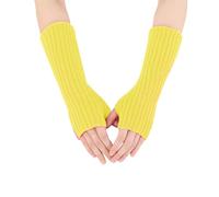 YCBMINGCAN Scaldamuscoli, guanti, invernali, guanti lunghi senza dita da donna, guanti, guanti da uomo e donna, guanti lunghi in pelle, sfoderati, giallo., Taglia unica
