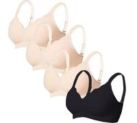 YCBMINGCAN Set di 4 reggiseni da donna senza ferretto, comodo reggiseno basic per il comfort quotidiano, senza ferretto con coppe morbide morbide, spalline regolabili e chiusura a gancio, Viola chiaro