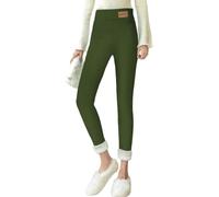 YCBMINGCAN Thermoleggings da donna invernali, foderati, caldi leggings invernali, in pile, a vita alta, opachi, pantaloni termici per attività all'aperto, tempo libero, sport, verde, XL