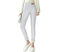 YCBMINGCAN Thermoleggings da donna invernali, foderati, caldi leggings invernali, in pile, a vita alta, opachi, pantaloni termici per attività all'aperto, tempo libero, sport, bianco, S