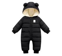 YCBMINGCAN Tutina neonato, da bambino e bambina, inverno, calda, con cappuccio, pesante, piumino, giacca, mantello, per ragazzi e ragazze, piumino invernale, Nero , 0-3 Monate