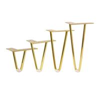 YCBTPS 4 Piedini Per Mobili In Metallo Gamba Da Tavolo A Forcina Con Viti, Gamba Supporto Per Mobili Ricambio Per Armadio, Tavolo, Divano, Mobile TV(Gold,35cm/13.7in)