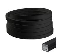 YCBTREE Profilo LED in silicone nero, 5 m, canale diffusore LED flessibile, 12 × 12 mm, per pannelli acustici, impermeabile, striscia LED con tappi terminali e clip di montaggio, per bagliore al neon