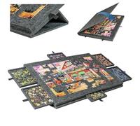 YCBTREE Tavolo per puzzle da 1000 pezzi - Tavolo per puzzle inclinabile con supporto e copertura 2-in-1, piano per puzzle in feltro super leggero con 6 cassetti, piano per puzzle portatile, superficie