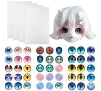 YCCOKJJ Fursuit Eye Mesh con occhi Set per maschera Therian, 4 rete per occhi in PVC, impermeabile, stampa spessa 0,5 mm e 3 fogli di adesivi per gli occhi (1 foglio/15 pezzi) per fai da te Furries