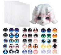 YCCOKJJ Set di 4 adesivi per cosplay con occhi, rete per occhi in PVC, impermeabile, stampa spessa 0,5 mm e 3 fogli di adesivi (1 foglio/15 occhi) per fai da te Furries Therian Mask-A