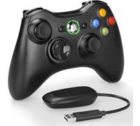 YCCSKY Controller wireless per X-box 360, 2,4 GHz, Xbox 360, controller wireless con ricevitore, adattatore a doppia vibrazione, gamepad joystick per Xbox 360/PC/Windows, nero