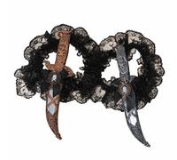 YCDKK 2 pezzi accessori costume pirata donna con spada e pistola, set composto da costume da pugnale a lama curva e spada dritta, costume Halloween Mardi Grasso