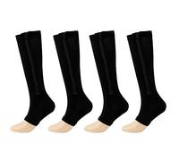 YCDZSW Calze A Compressione Donna E Uomo, 4 Paia Calza Sportive, Calza Elastica Gambaletti Con Cerniera, Per Calcio, Trekking, Ciclismo, Gravidanza (Nero,L-XL)
