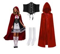 YceLon Costume da Cappuccetto Rosso, 3 pezzi, mantello rosso