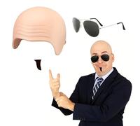 YceLonpitbull - Costume da pitbull con occhiali da sole e barba finta, berretto calvo per feste e cosplay, taglia unica, materiali delicati sulla pelle